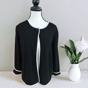 Studio G Black and White Cardigan Sweater with Knit Design